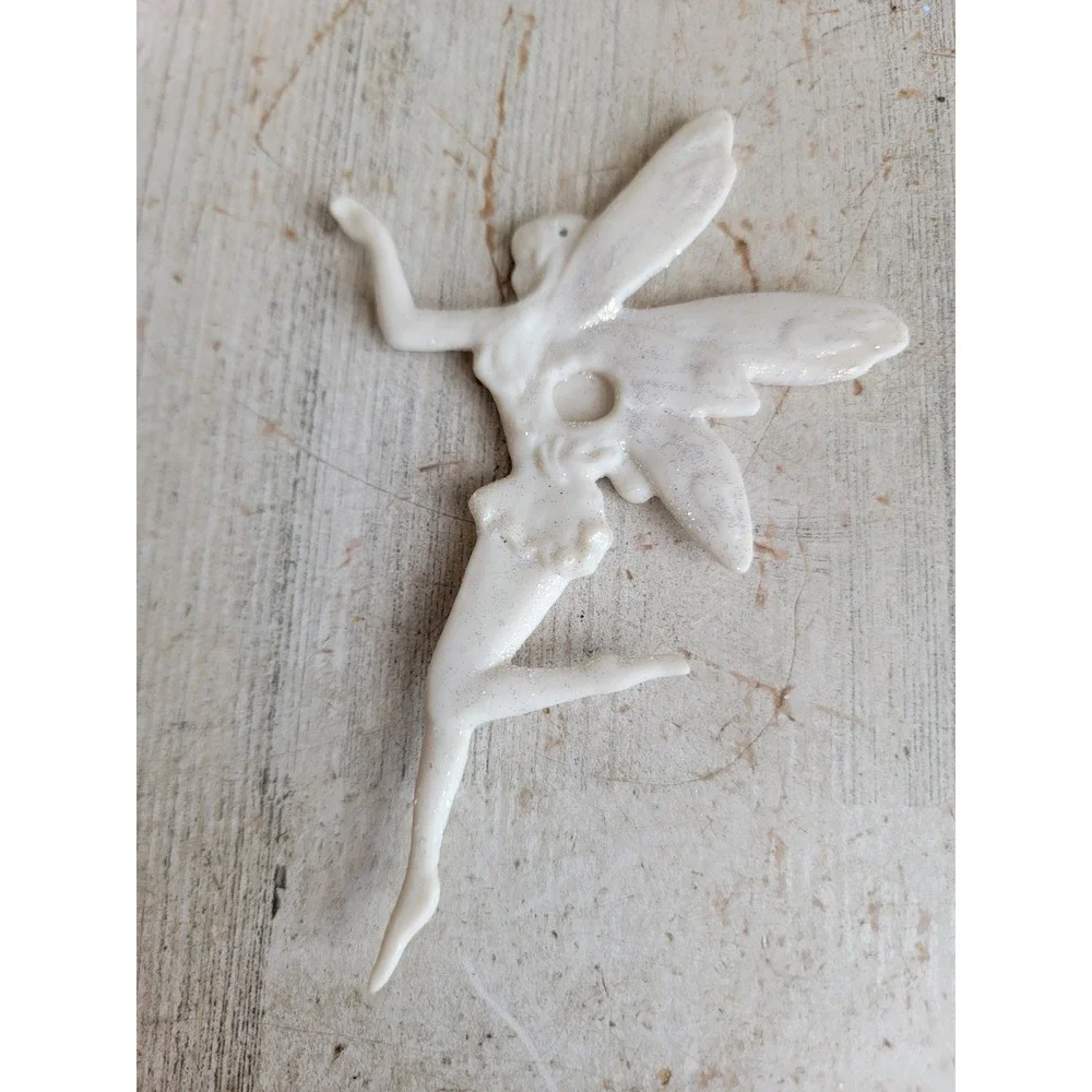 Vintage fairy white porcelain ornament Xmas elf pixie unique home decor figure